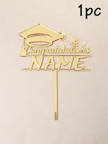 Custom Graduation Cap Cake Topper, Personalized Name Cake Decoration, Classic Graduation Theme Style, Customized Name Party Cake Decor For Graduation Ceremony, Celebration, Customizable Gift For Friends, Black/Silvery/Rose Golden/Golden, Family, Graduation Season Party Supplies - Style a - View 11