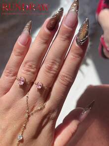 1 chiếc nhẫn oval nối liền, có thể điều chỉnh kích thước, đính đá Cubic Zirconia, thích hợp cho nữ giới đeo hàng ngày và trong những dịp đặc biệt. - Bạc - Xem 10