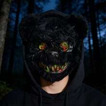 1pc Bear Mask Photo Prop, Plush Animal Mask For Halloween Party, Masquerade Ball, Random Color/Style - Multicolor - View 1
