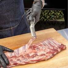 1 pieza Removedor de membrana de costilla de acero inoxidable, herramienta para pelar la piel de las costillas de BBQ - Plateado - Ver 5