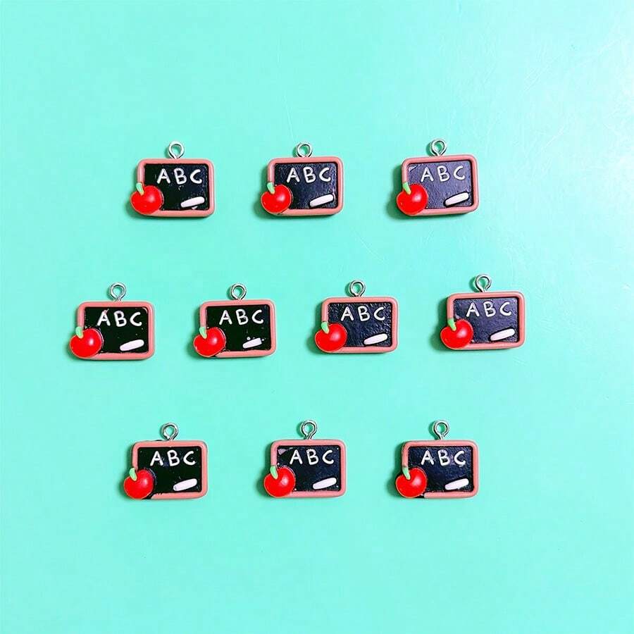 5/10 chiếc trang sức thủ công hình bảng chữ cái ABC, mặt dây chuyền, bông tai, vòng cổ, vòng tay, phụ kiện túi xách bằng nhựa, đồ thủ công tự làm. - Nhiều màu - Xem 1