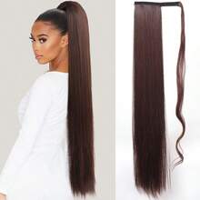 Synthetic 34Inch Long Straight Ponytail Hair Clip In Extension Heat Resistant Hair Wrap Around Pony Hair Piece For Women - Multicolor - View 9