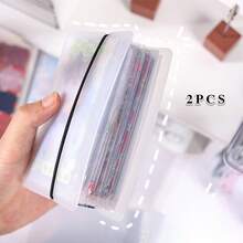 40 piezas Álbum de pegatinas A6, cinta, foto, pegatina, tarjeta, factura, nota, organizador de archivos con clip, adecuado para el aula, el hogar, la oficina y los viajes, esencial de vuelta a la escuela, útiles escolares - transparente - Ver 16