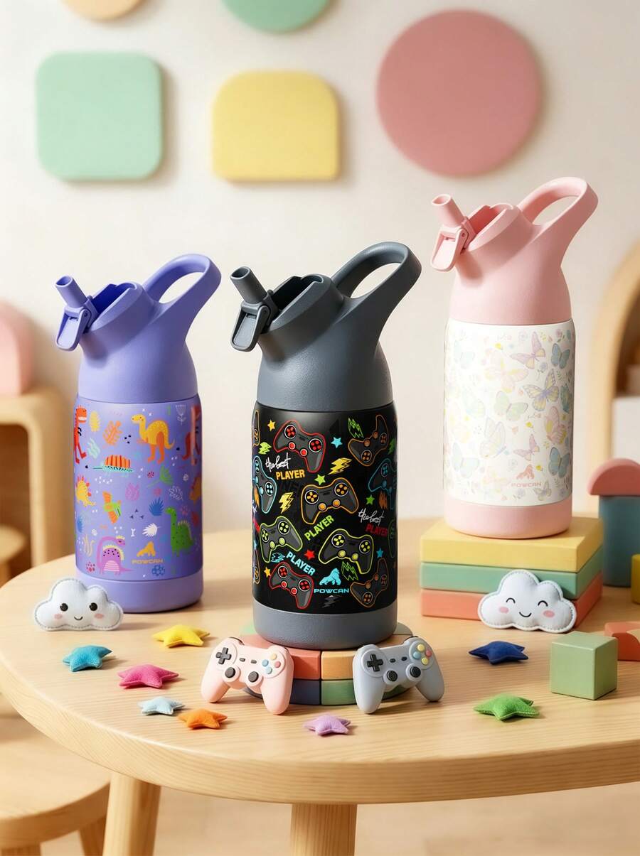 Bình nước giữ nhiệt bằng thép không gỉ 14oz có ống hút và tay cầm, thiết kế hai lớp giữ lạnh đồ uống đến 36 giờ, nắp nhựa Tri-Vinyl chống rò rỉ, thích hợp cho thể thao, du lịch và học tập. - Nhiều màu - Xem 1