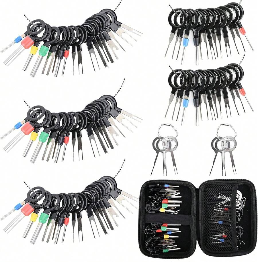 Terminal Pin Removal Tool Kit 82 Pcs Depinning Electrical Connector Pin Extractor Tool Set Wire Terminal Release For Automotive Car Household Devices - Black - Black - View 1