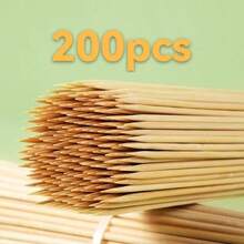 30 piezas de Pinchos de bambú desechables de 11,81 pulgadas de grosor de 3 mm, disponibles en paquetes de 50/100/200 piezas, adecuados para ramos, uso comercial y doméstico, excelentes para asar pollo, salchichas, dulces, frutas y pescado - A - Ver 9