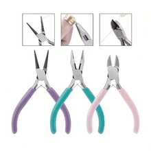 Set de 3 piezas de alicates de joyería, que incluye alicates de punta fina, alicates de punta redonda, cortaalambres y alicates de punta de cadena, diseñados para la fabricación de joyas, reparación, envolver alambre, cuentas y manualidades - Alicates para joyería - Ver 2