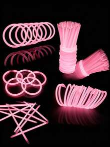 100/50pcs 8-Inch Colorful Glow Sticks Set, High Quality Super Bright Glowing Sticks, Glow Decor, Luminous Effect, Long-Lasting Glow, Add Radiance To Parties - Pink - View 5