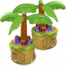 1pc Palm Tree Shaped Inflatable Ice Bucket, PVC Waterproof Large Capacity Inflatable Cooler, Beach Pool Party Ice Beverage Bucket, Outdoor Picnic Gathering Ice Drink Storage Container, Summer Festival Atmosphere Decorative Ornament - Multicolor - View 5