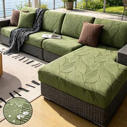 1pc Water-Resistant Sherpa Fabric Stretch Outdoor Sofa Cover, Pet-Friendly Machine Washable Non-Fading Easy Storage, Suitable For 1/2/3/4 Seat Patio Garden Holiday Decor Sofa Cushion
