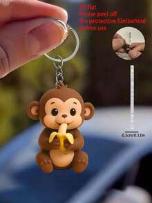 [Banana Monkey Keychain] 2D Flat Acrylic Keychain - Banana Monkey Design - Unique Thanksgiving Decorative Item - Perfect Gift For Friends Who Love Decorations - Suitable For Home And Holiday Decor ,Birthday Gifts, Holiday Gifts, Party Gifts, Bridesmaids And Groomsmen Souvenirs Gifts For Mother, Father, Graduation, And Teacher - Multicolor - View 4