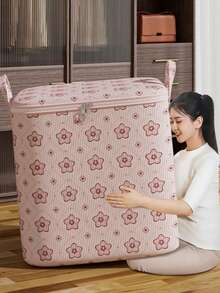 可折疊衣物收納箱附手把，大容量透氣衣櫥收納袋，拉鍊加固便攜式儲物袋，適用於毯子、床上用品，省空間，臥室居家使用 - 彩色 - 查看 2