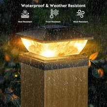 Post Cap Lights Suitable For 4x4 4.5x4.5 5x5 Posts - Outdoor Solar Deck Lights With -Controlled Solar Lights, Plastic Fence & Deck For Garden,, Balcony, Rooftop (Black) - Post Cap Lights (Black) - 查看 3