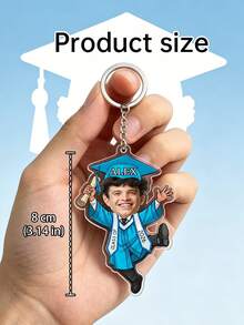 1pc Custom Photo Graduation Keychain, Personalized Cartoon Graduation Gift, Class Of 2026 Acrylic Keychain For Senior/College Graduate, Party Favor - Multicolor - View 3