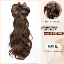 Ponytail Wig, Lazy Curly Hair, Realistic Synthetic Hair Extension - Dark Brown - View 15
