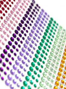 900pcs Colorful Rhinestones DIY Decorations, Rainbow Eye Jewels Suitable For Art, Music Festival Stage Performance, Facial Jewelry Makeup Accessories, Multiple Styles,Concert Look,Face Gems - Multicolor - View 10