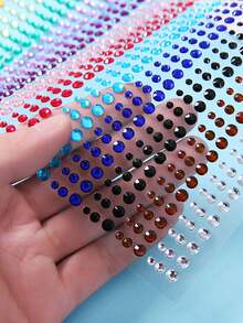 900pcs Colorful Rhinestones DIY Decorations, Rainbow Eye Jewels Suitable For Art, Music Festival Stage Performance, Facial Jewelry Makeup Accessories, Multiple Styles,Concert Look,Face Gems - Multicolor - View 11