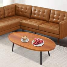 Oval, Freestanding Side Table, Load Capacity 5 Kg, Modern Coffee Table In Wood Color For Living Room, Bedroom, Office And Study, Minimalist Side Table, 120 X 60 X 38 Cm, Wood Color - Wood Color - View 8