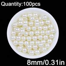 Loose Faux Pearl  Craft Beads Without Hole (3/4/5/6/8/10/12/14mm) (50~500pcs) For Diy Jewelry Making, Craft Project, Decoration And Vase Filler (Various Sizes) - Beige non-porous pearls - View 13