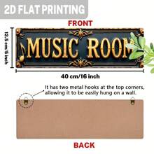 1 pieza, Letrero de habitación de música vintage, tema de notas musicales, decoración de pared, apto para estudio, bar en casa, restaurante, aula de música, decoración de pared estilo campestre, letrero decorativo, 5x16 pulgadas, 2D plano - A - Ver 4