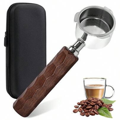 51mm Bottomless Portafilter With Stainless Steel Basket And Wooden Handle, Professional 51mm Espresso Portafilter Suitable For EC680, EC685 And EC885 Espresso Machines