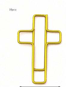 十字形回形针、圣经回形针、日记回形针、圣经学习用品、基督教日记用品、圣经日记用品、圣经回形针返校用品 - 10個金色十字迴紋針 - 查看 12