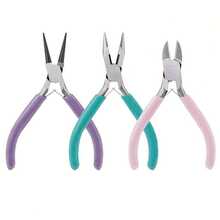 Set de 3 piezas de alicates de joyería, que incluye alicates de punta fina, alicates de punta redonda, cortaalambres y alicates de punta de cadena, diseñados para la fabricación de joyas, reparación, envolver alambre, cuentas y manualidades - Alicates para joyería - Ver 1