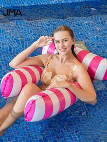 1pc Inflatable Floating Bed, Minimalist 3-Tube Design, Striped Pattern, PVC Material, Suitable For Water, Pool, Beach, Theme Party, Inflatable Water Float, Floating Resting Seat, Requires Separate Air Pump Purchase - Three-tube Mesh Floating Bed - View 8
