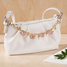 Butterfly & Pearl Decor Bag Charm, Pink Butterfly Pendant Bag Chain, Rhinestone & Pearl Bag Charm, Rhinestone Butterfly Bag Charm, Colorful Butterfly Bag Charm, Butterfly & Pearl Bag Decor Chain, Butterfly & Pearl Bag Decor, Women Bag Strap, Bag Charm, Gold Bag Charm, Colorful Bag Charm, Holiday Gift Handbag Shoulder Bag Handle Chain Extension, Women's Crossbody Bag, Wallet Making, DIY Wallet Making - Multicolor - View 7