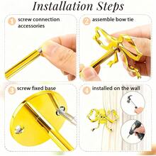2-Piece Golden Bow Curtain Hook, Wall Mounted Curtain Tieback – Retro Decorative & Storage Hook, Rust Resistant, Easy Install, For Living Room Or Bedroom - Default - View 5
