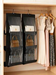 1pc/2pcs Space-Saving Transparent Multi-Layer Hanging Wallet/Purse Organizer Rack, Women Accessories Storage, 1pc 6/8 Compartments Space-Saving Hanging Storage Bag, Home Closet Organizer, Travel Essentials - Multicolor - View 24