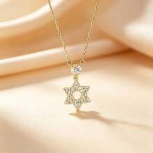 1 chiếc dây chuyền mặt dây hình lục giác tối giản bằng bạc S925 đính đá Zirconia lấp lánh, trang sức thanh lịch để đeo hàng ngày, món quà chất lượng dành cho người thân yêu. - Bạc - Xem 1