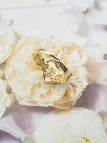 1pc Women's Fashion Asymmetrical Gemstone Heart-Shaped Ring, Daily Wear & Party Jewelry Gift For Christmas, Thanksgiving - Gold - View 7