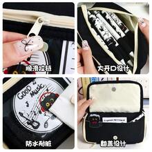 Juego de papelería con gato negro, estuche para lápices de gran capacidad multicapa, caja de lápices para estudiantes, bolsa de útiles escolares como regalo - Juego de papelería Gato Negro - Ver 9