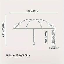New Large Windproof Umbrella, 125cm/49.2inch Diameter, Dual-Color, Comes With Leather Case, 10 Ribs Reinforced Frame, Suitable For 2-3 People Family Outing, Multi-Person Use - Multicolor - View 8
