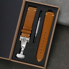 Oil Wax Leather Watch Strap For Men And Women 18mm 20mm 22mm With Quick Release Spring Bar Butterfly Buckle And Gift Box Replacement Calfskin Watch Band - Mouldless - View 14
