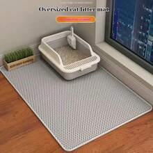 1 pieza Alfombra extra grande para caja de arena de gato de doble capa, accesorios antideslizantes e impermeables para caja de arena de gato - Multicolor - Ver 18