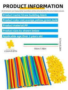 150 peças/Conjunto Brinquedo de Palha para Crianças, Blocos de Construção Educativos Criativos 4D com Bolsa de Armazenamento, Palha Flexível Interessante Vara Mágica Blocos de Construção, Brinquedos DIY para Meninos e Meninas de 4-6 Anos, Presentes de Natal e Ano Novo - Blocos de construção de palha 4D - Visão 5