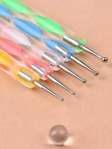 Set de 5 piezas de herramientas de estampado de doble cabeza: herramientas de delineado y punteado con punta de bola de acero inoxidable, adecuadas para pintura, tallado y moldeado DIY - Varios estilos - Ver 5