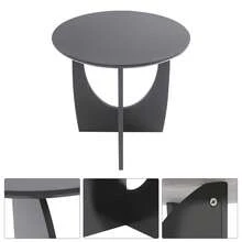 Black Round Side Table, 19.7*19.7in Wood End Table With Geometric Support Legs. 55.12lbs Load Capacity Modern Sofa Table For Living Room Bedroom Office. Easy Clean Easy Assemble Round Coffee Accent Table - Black - View 4
