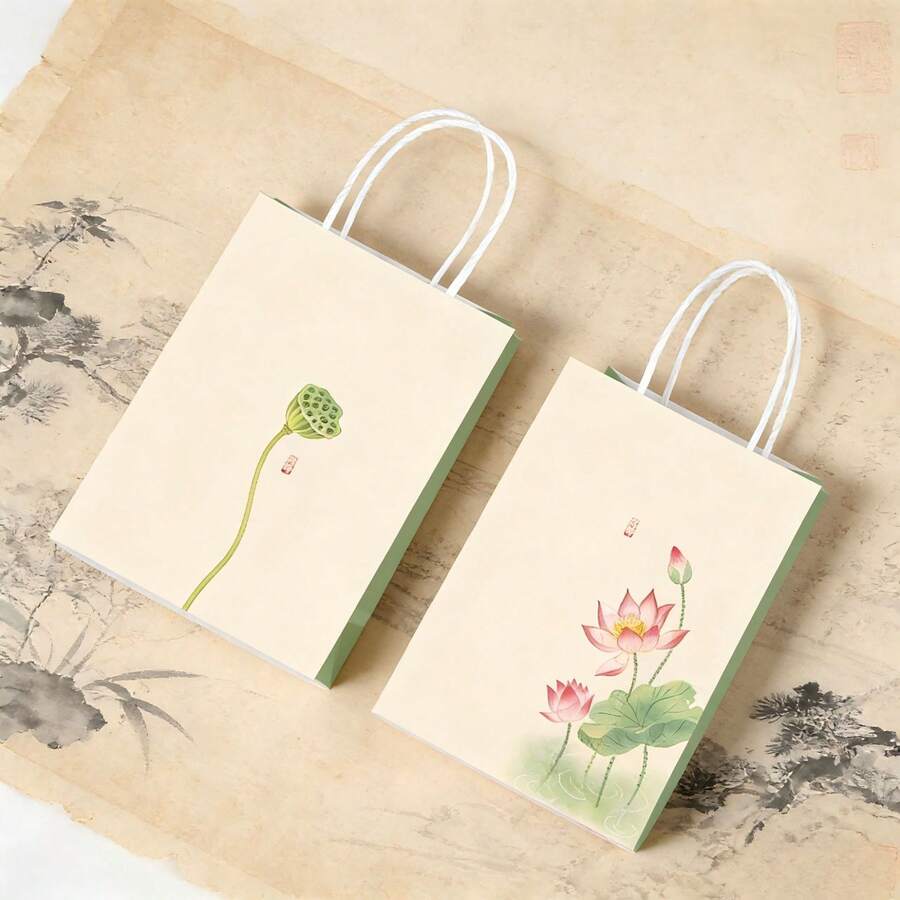 Túi quà giấy phong cách tranh thủy mặc Trung Quốc, túi quà tặng kiểu cổ điển Trung Quốc, túi quà tặng doanh nhân cho người lớn tuổi, túi quà lưu niệm ngày lễ, năm mới, đám cưới, túi giấy đóng gói đa năng dành cho người trẻ và người lớn tuổi mang phong cách nghệ thuật. - Nhiều màu - Xem 1