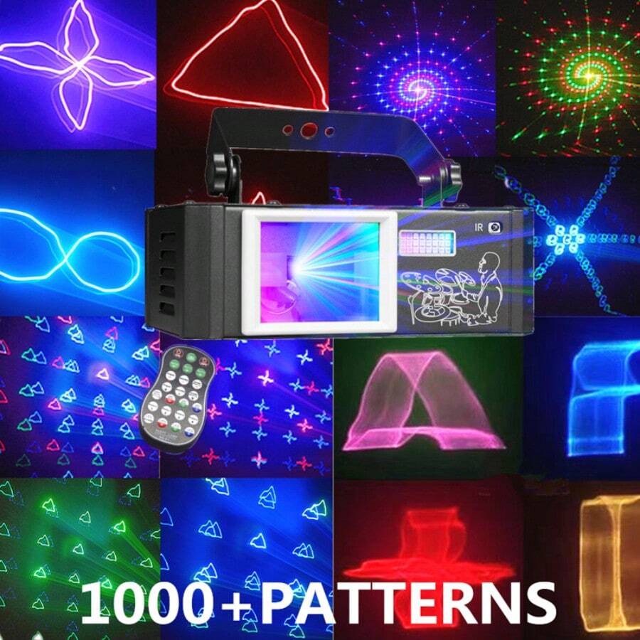 Bola de discoteca 3D, luz láser estroboscópica, proyector de luz de 5 efectos con activación por sonido y control DMX, adecuado para fiestas en casa, bares, clubes de karaoke, escenarios de bodas, actuaciones en vivo y celebraciones de festivales