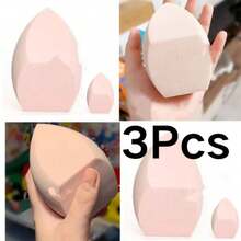 2pcs Fashion Pink Giant , Giant Makeup Blender, Hydrophilic Material, Expands When Wet, Quick Makeup Application, Soft & Skin-Friendly, Foundation Sponge, Reusable, Non-Shedding, High Density, High Resilience, Non-Deformable, Preferred Makeup Tool - Khaki - View 1
