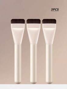 3支装全新超薄平头粉底/面膜刷，化妆师必备工具，隐形无痕，旅行便携纤细粉底刷，轻盈面部轮廓刷，平头面膜刷，晕染膏粉底刷，粉底刷，遮瑕刷，腮红刷，轮廓刷，腮红刷，塑形刷，散粉刷，粉底刷，腮红刷 - 彩色 - 查看 9