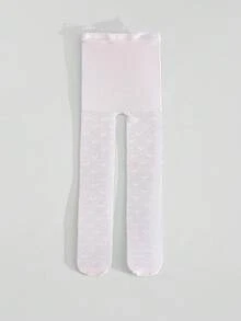 2pcs Girls' Spring/Summer Fishnet Hollow Pantyhose, Heart Pattern Design, Sweet & Cute Pink And White Basic Colors, Suitable For Any Outfit Matching - Multicolor - View 3