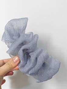 topshiny Elegant Starry Sky Rhinestone Chiffon Hair Clip, Multi-Layer Ruffled Glitter Hair Clip For Women - Blue - View 13