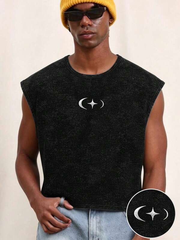 DIYIE Men's Youth Street Style Sleeveless Tank Top, Minimalist 3D Luminous Print