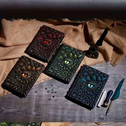 3D Embossed Dragon's Eye Hardcover Notebook, A5 Size, Replaceable Inner Pages, Hardcover Diary, 100 Blank Kraft Paper Inner Pages - Suitable For School, Office, Art Sketching And Travel Notes, School Seasons, Birthdays, Christmas, Thanksgiving, Halloween Gifts.