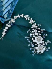 Elegant Bridal Headband With Pearl & Rhinestone, Wedding Hair Accessory, Party Headpiece, Gift For Women & Girls Valentine's Day Accessories - 銀色 - 查看 2