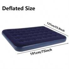 Double Size Inflatable Air Mattress, PVC Thickened Material, Spacious Double Size, Flocked Skin-Friendly Soft Surface, Suitable For Home & Outdoor Use, Camping Sleep Comfortably, Temporary Guest Bed, Portable Foldable Easy Inflation & Deflation, Air Pump Included - Double Bed With Air Mattress and Black Foot Pump - View 5